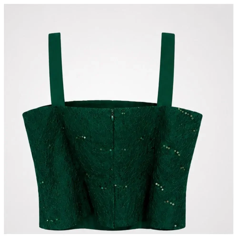 Emerald Green Lace Twin Set Size 18 | Jacket & Tank | Formal Evening